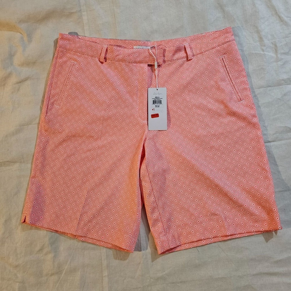 Lady Hagen Missy Essentials Printed 10" Golf Shorts Coral Tropical Size 14‎